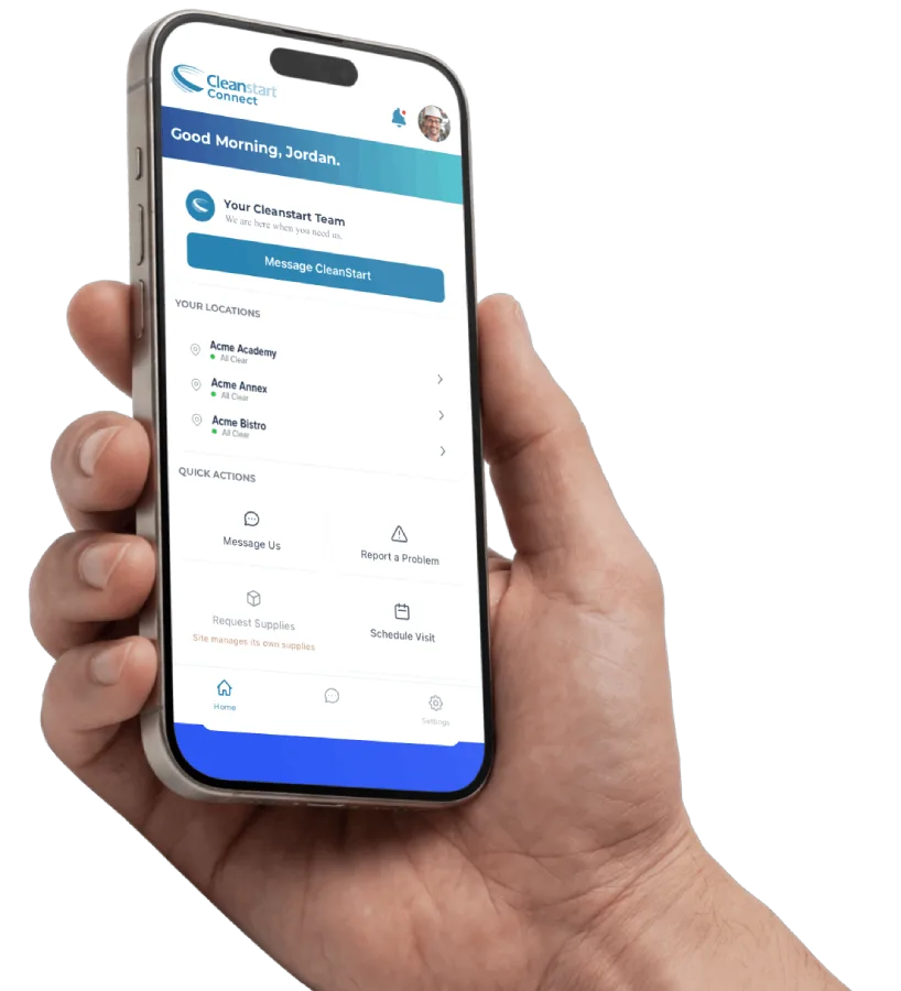 Cleanstart Connect App In Hand
